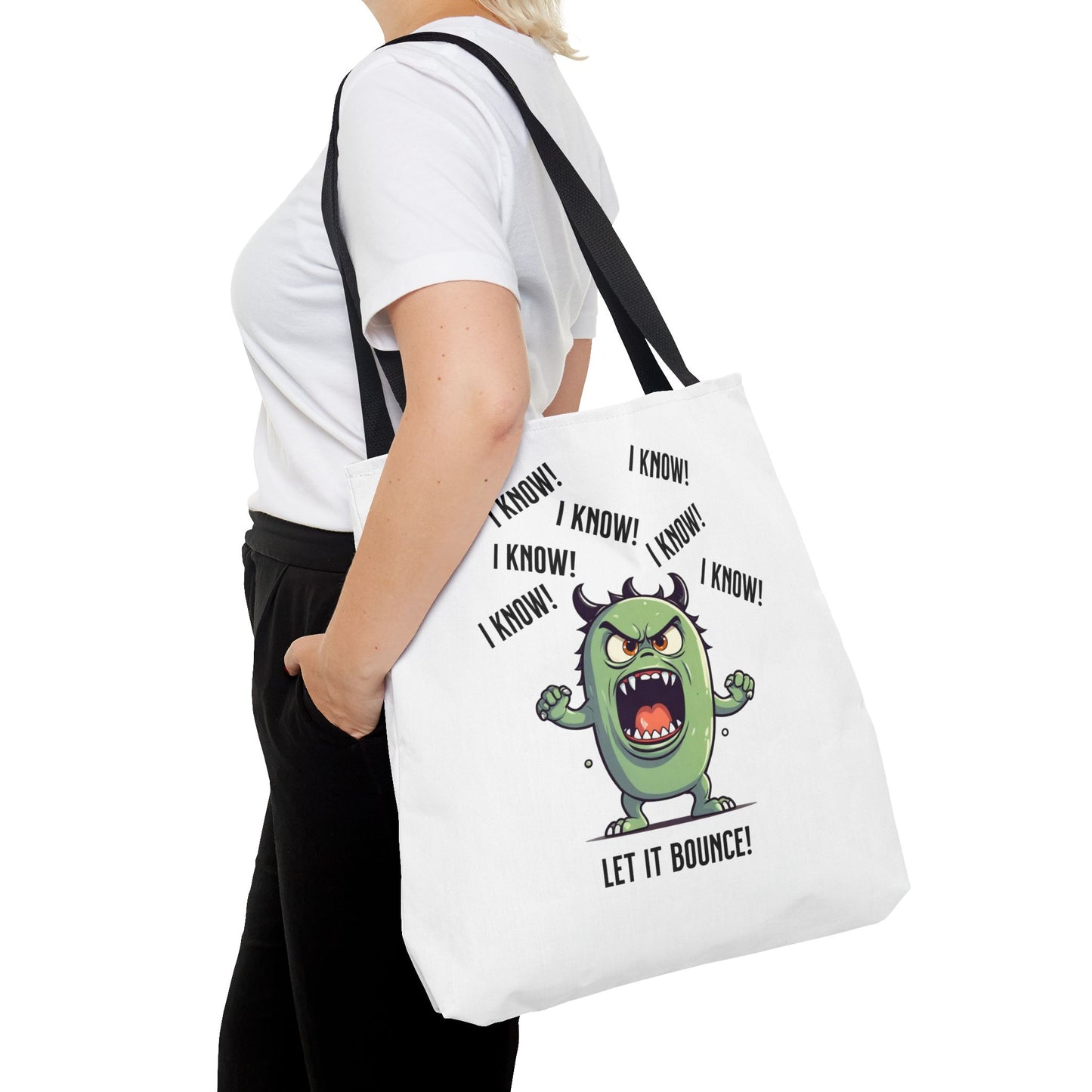 Fun Pickleball Tote Bag – "I Know, I Know, I Know! Let it Bounce!"Tote Bag (AOP)