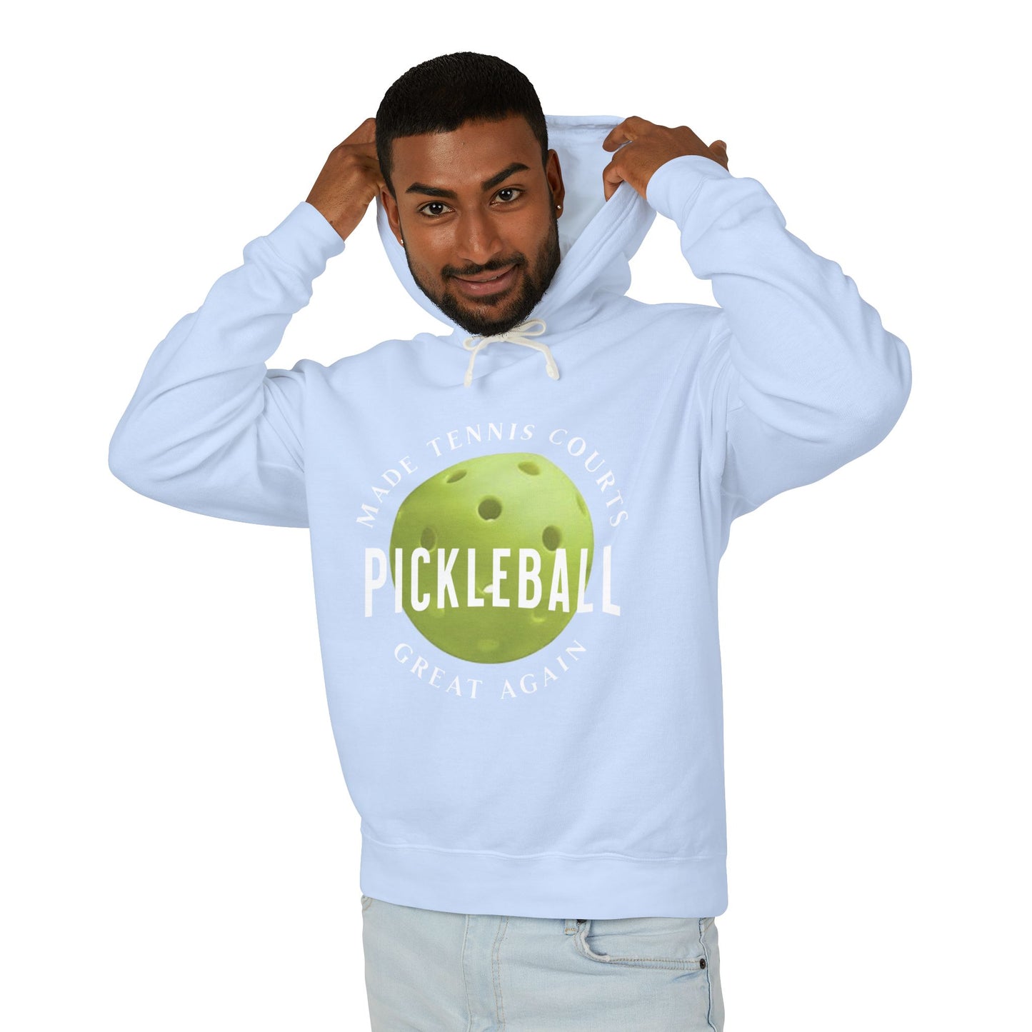 "Pickleball Made Tennis Courts Great Again Hoodie – Fun Pickleball Design" Unisex Lightweight Hooded Sweatshirt