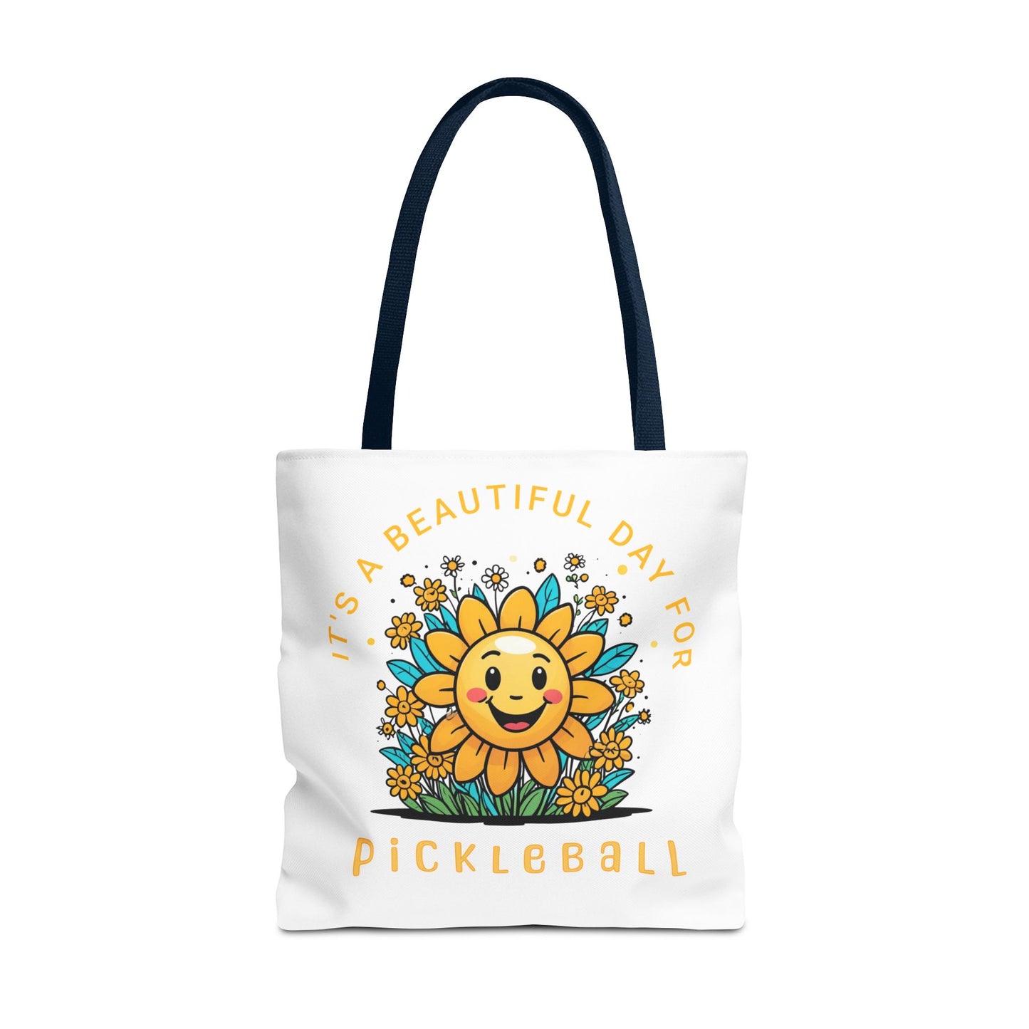 Pickleball Tote Bag, Sun and Flowers Design, Pickleball Player Gift, It's a Beautiful Day, Pickleball Lover, Reusable Shopping Bag, Cute