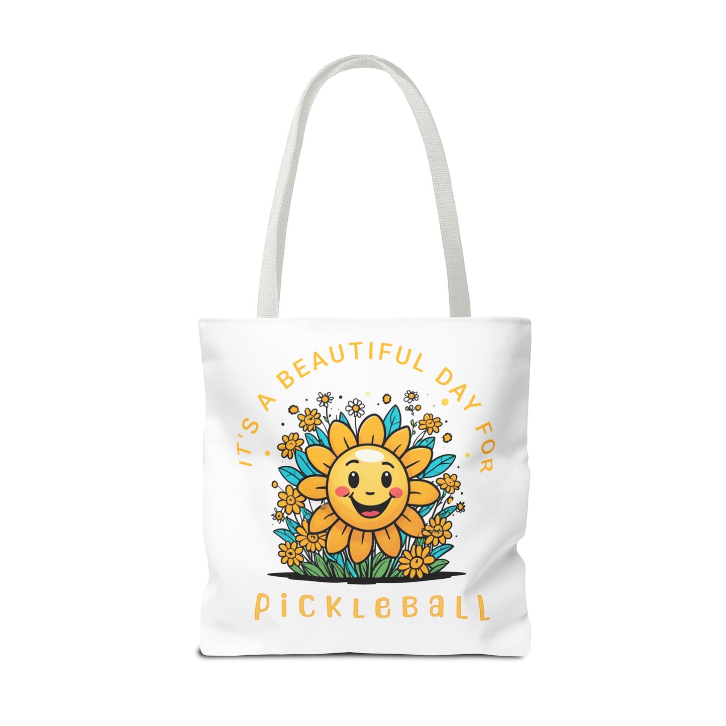 Pickleball Tote Bag, Sun and Flowers Design, Pickleball Player Gift, It's a Beautiful Day, Pickleball Lover, Reusable Shopping Bag, Cute