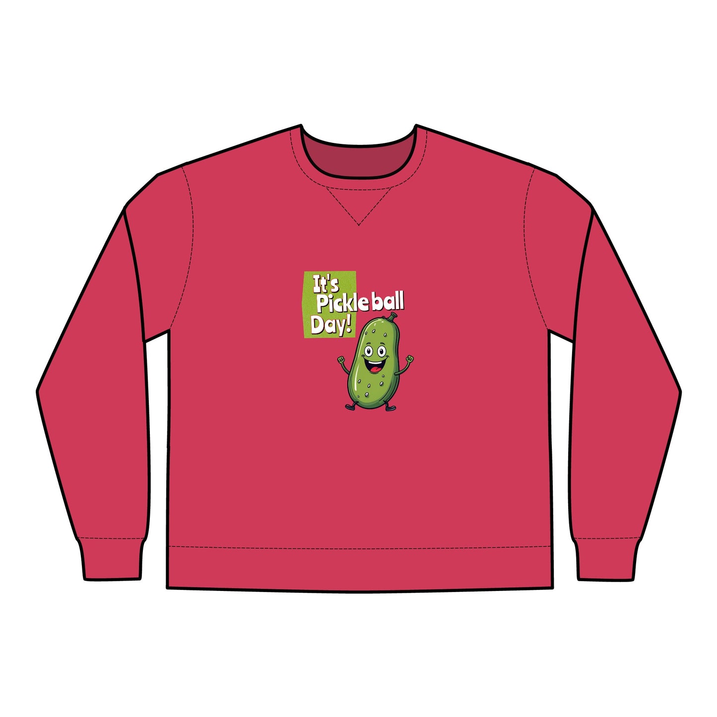 Crewneck Sweatshirt - Happy Pickle Dude - It's Pickleball Day Design