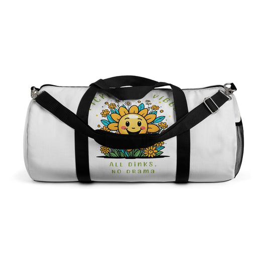 Pickleball Duffle Bag – ‘Pickleball Vibe, All Dinks No Drama’ Sun and Flowers Design Duffel Bag