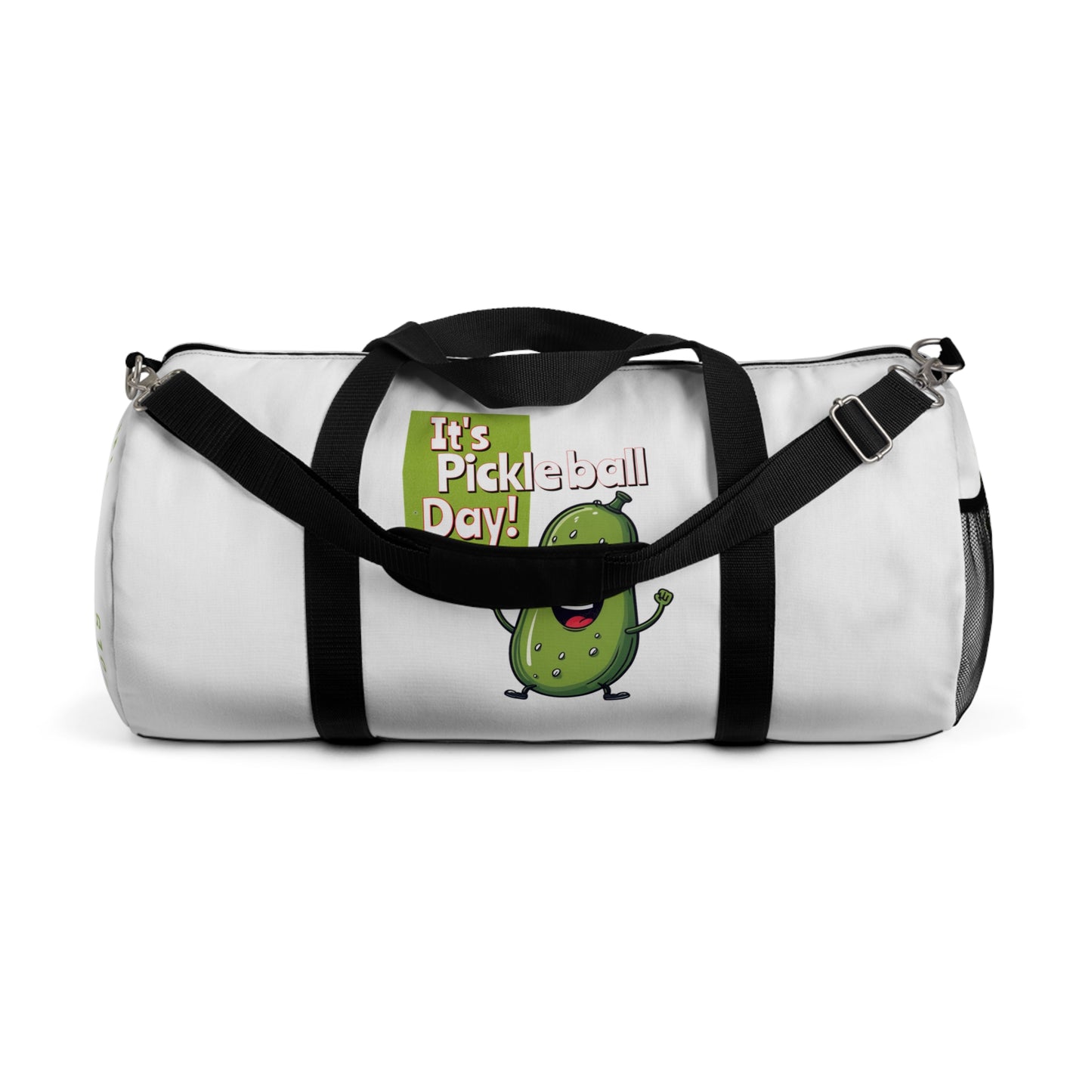 Pickleball Duffle Bag – ‘It’s Pickleball Day’ with Pickle Dude Design, Perfect for Players!