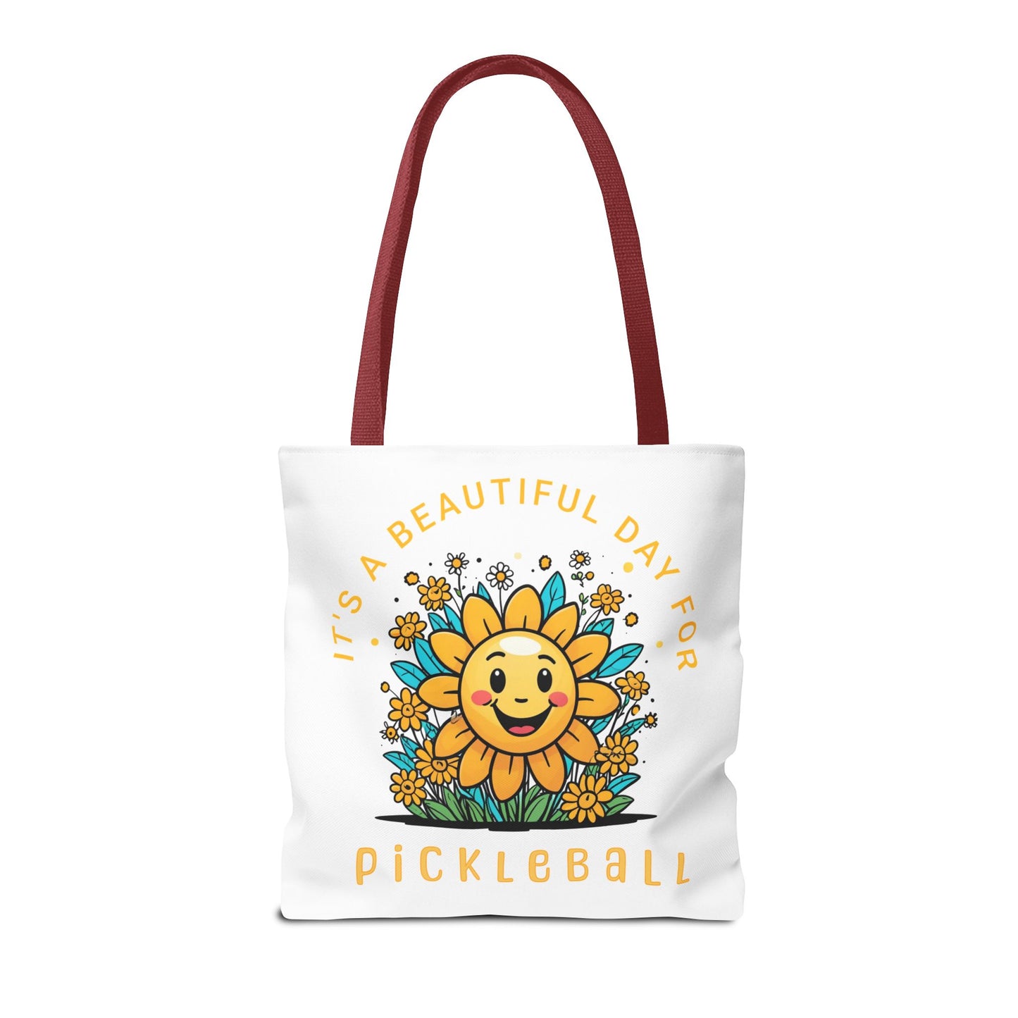 Pickleball Tote Bag, Sun and Flowers Design, Pickleball Player Gift, It's a Beautiful Day, Pickleball Lover, Reusable Shopping Bag, Cute