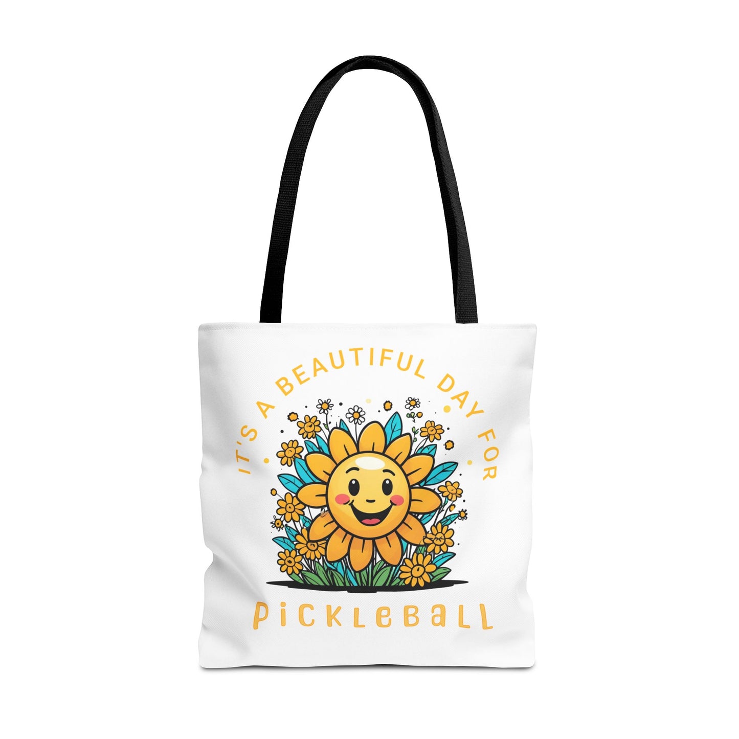 Pickleball Tote Bag, Sun and Flowers Design, Pickleball Player Gift, It's a Beautiful Day, Pickleball Lover, Reusable Shopping Bag, Cute