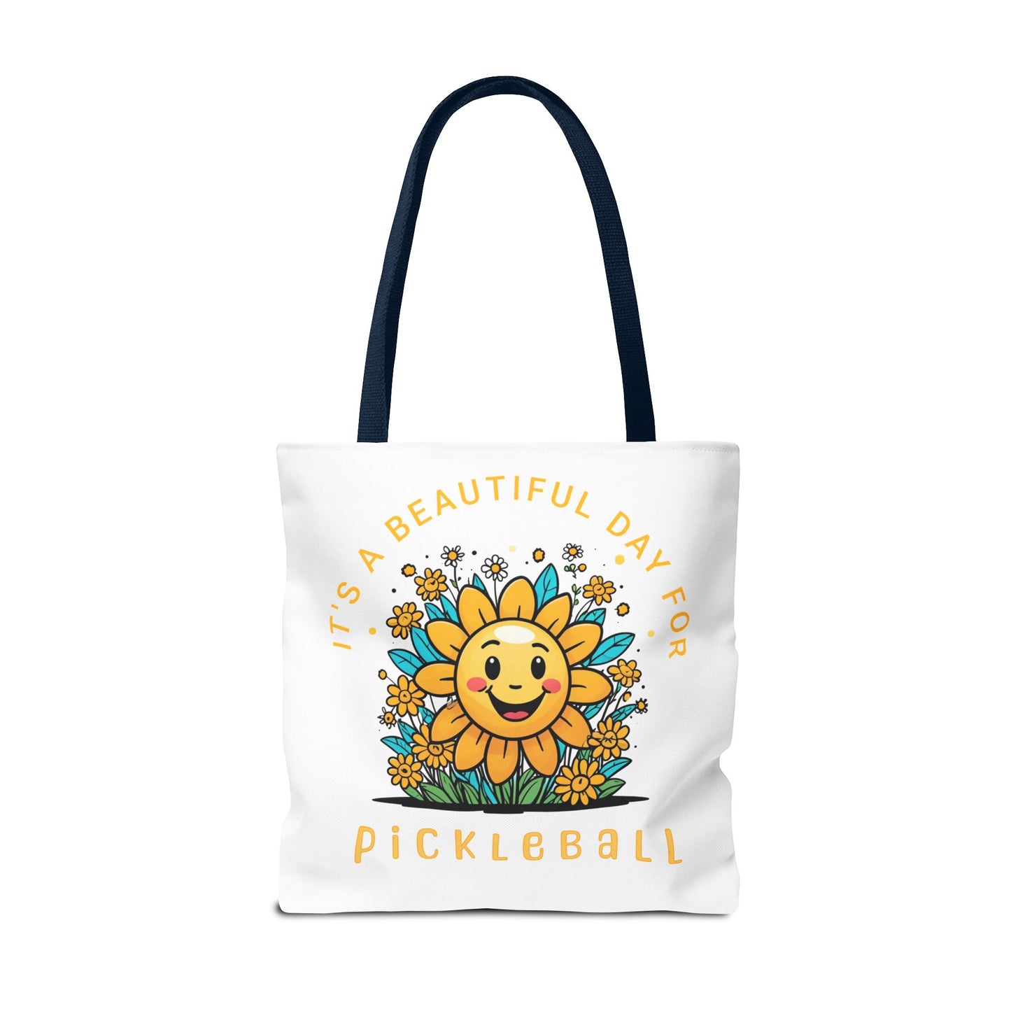 Pickleball Tote Bag, Sun and Flowers Design, Pickleball Player Gift, It's a Beautiful Day, Pickleball Lover, Reusable Shopping Bag, Cute