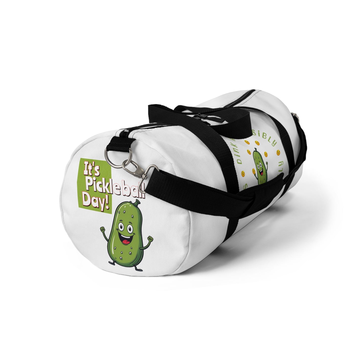 Pickleball Duffle Bag – ‘It’s Pickleball Day’ with Pickle Dude Design, Perfect for Players! Duffel Bag