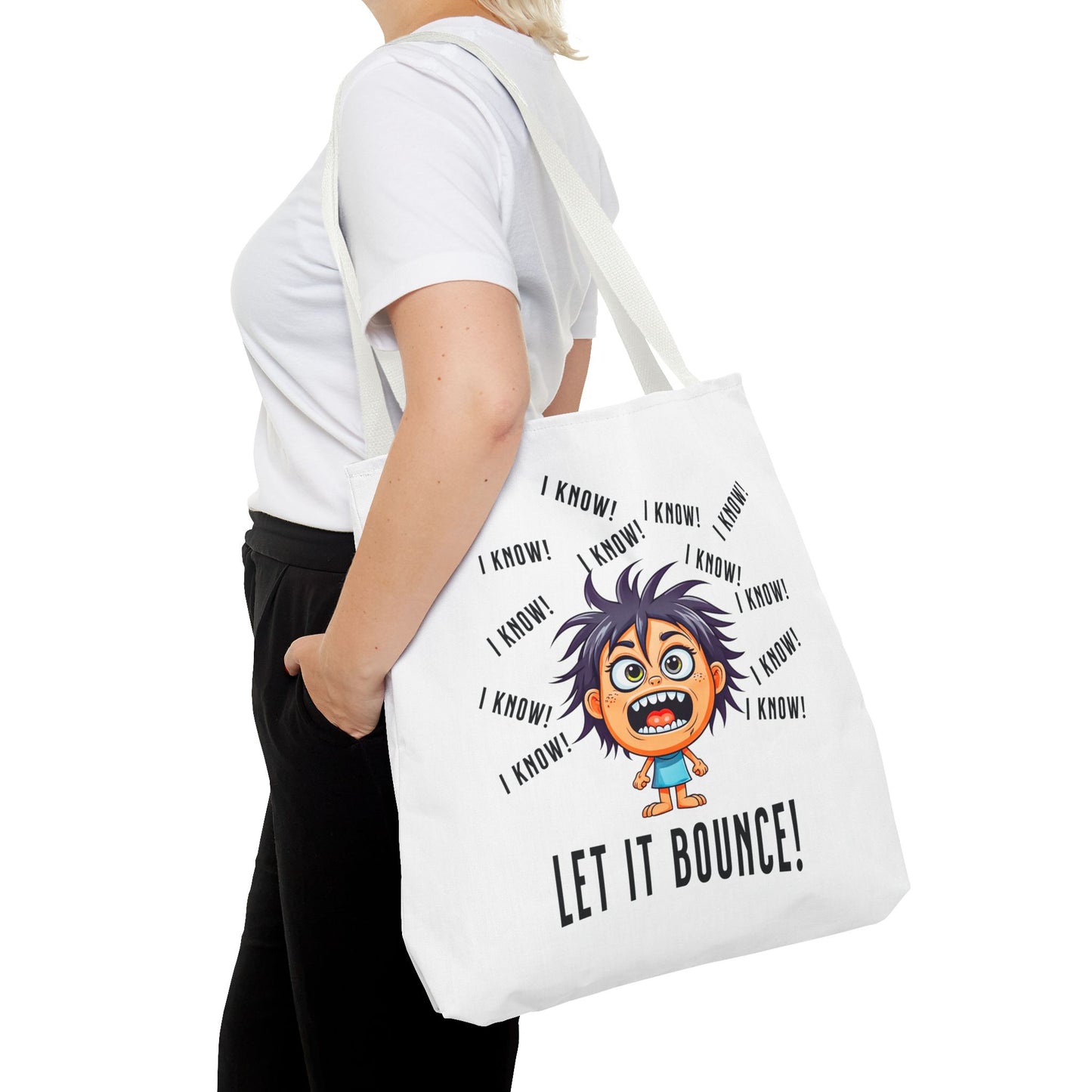 Fun Pickleball Tote Bag – "I Know, I Know, I Know! Let it Bounce!" Tote Bag (AOP)