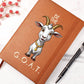 "Be the G.O.A.T. Leather Journal – Cute Goat with Gold Medal Design"