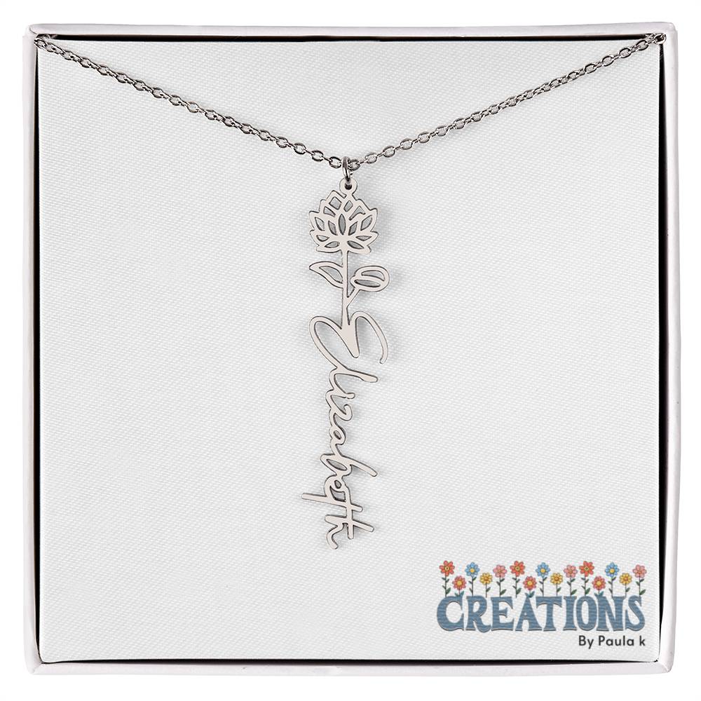 "Elegant Personalized Name Necklace with Flower Accent – Custom Jewelry"-try VALENTINE