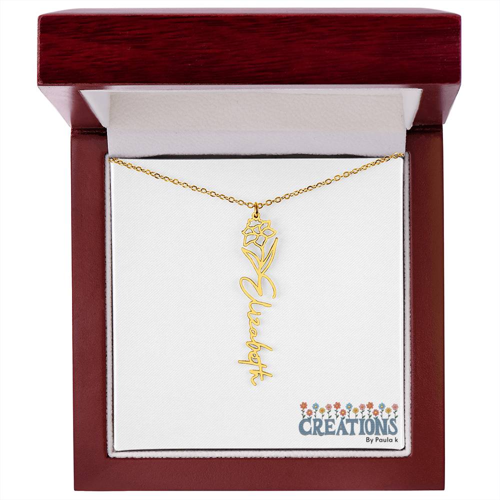 "Elegant Personalized Name Necklace with Flower Accent – Custom Jewelry"-try VALENTINE