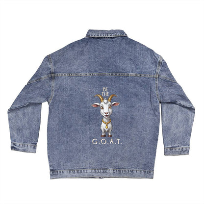 BE THE GOAT Trendy Boyfriend Cut Oversized Women's DTG Denim Jacket