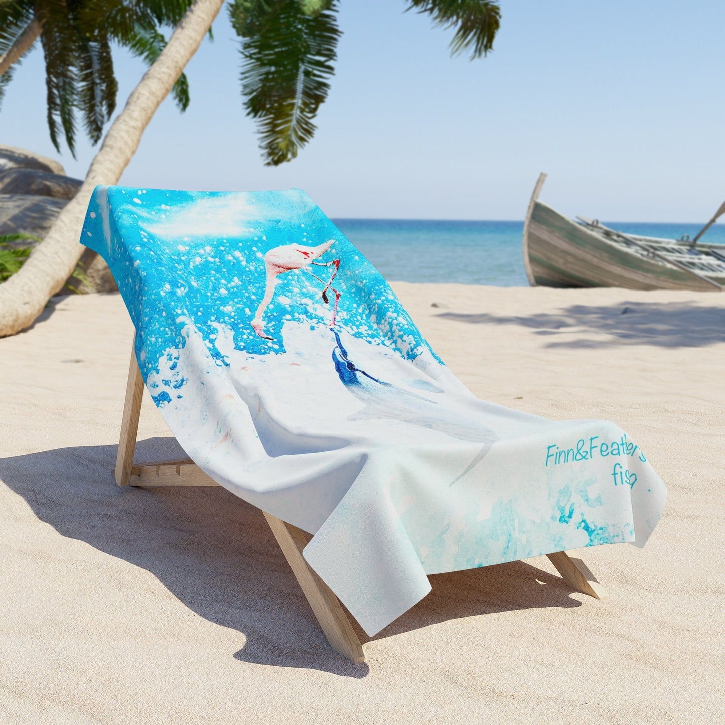 Finn & Feathers Fishing Beach Towel, Beach Towel, pool, gift, lake, airbnb,
